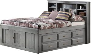 Read more about the article Discovery World Furniture Charcoal Full Bookcase Bed with 12 Drawers