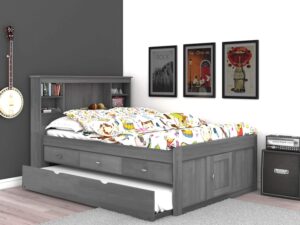 Read more about the article Discovery World Furniture Charcoal Full Bookcase Bed with 3 Drawers and Trundle